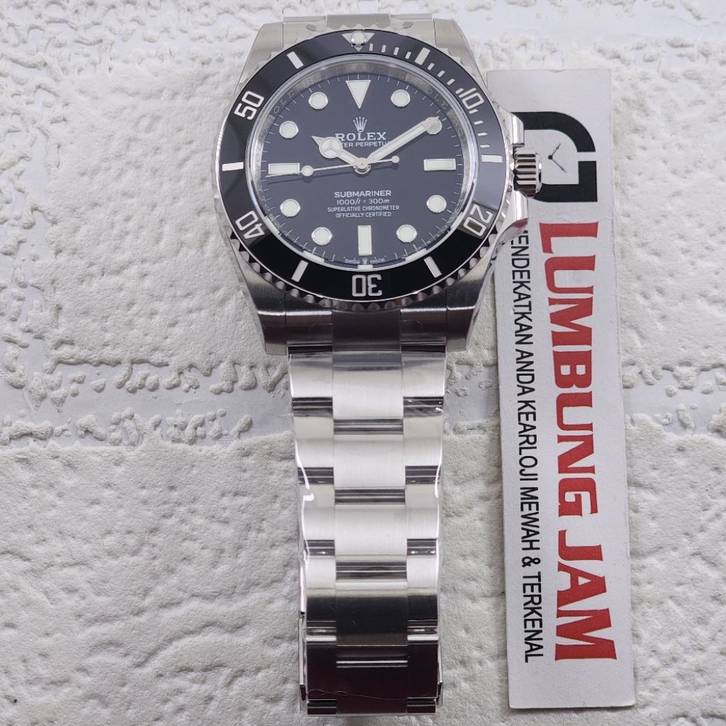 JAM TANGAN MEWAH SUBMARINER NO DATE 124060 41mm BLACK CERAMIC VSF V3