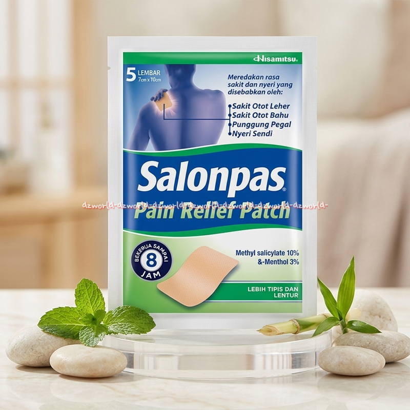 Salonpas 5lembar 7x10cm Pain Relief Patch Bahan Mentol Dan Metil Salisilat Koyo Pegal Lelah Otot Sal