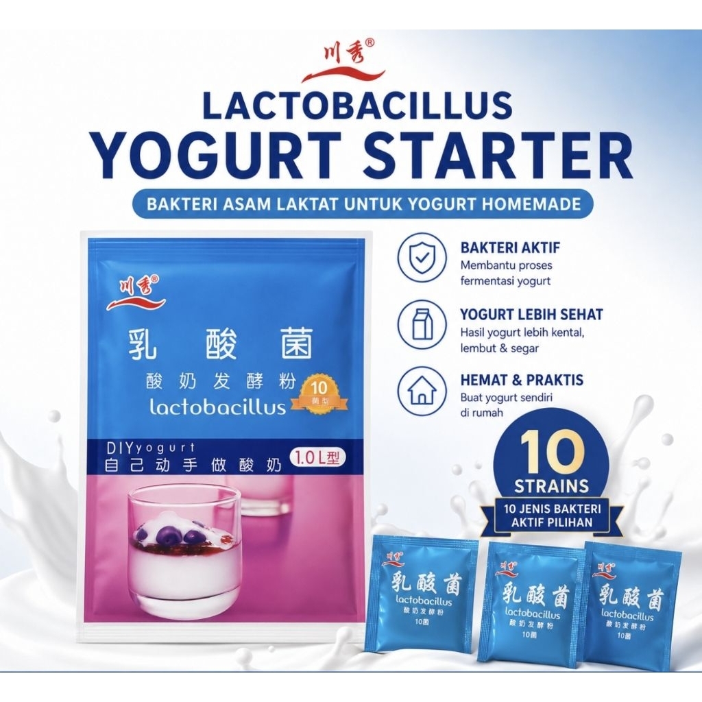 YOMART | Yogurt Starter | Bibit Yogurt | Yogurt Culture | Premium 10 Probiotik | Lactobacillus