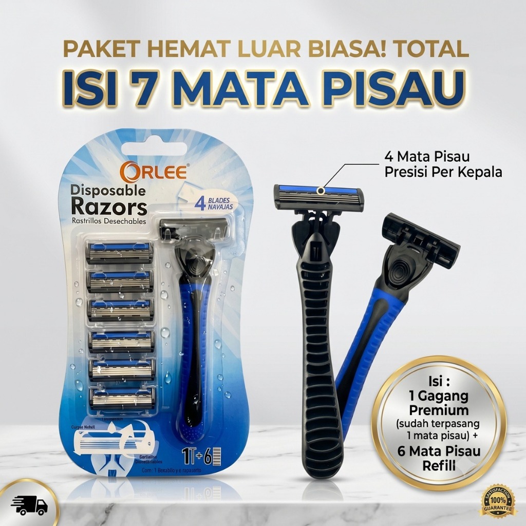 Berbagai Alat Pisau Cukur Cukuran Pencukur Manual Kumis Jenggot Garuk Bulu Kaki Ketiak Pria Wanita Set Gagang Free Refill Isi 6 Ulang Tajam Strip Pelicin Pelumas Aloe Vera Kulit Sensitif Halus Shaver Razor 6 7 Mata Pisau Yukinawa Orlee 3 4 Lapis Layer