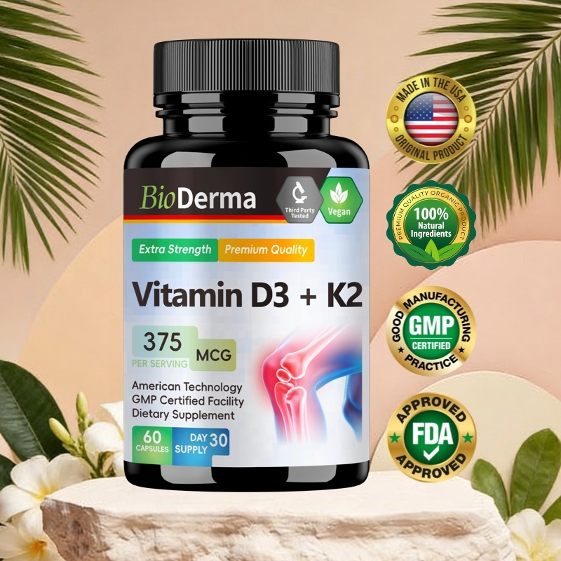Vitamin D3+K2 10000lU Bioderma, jaga kepadatan tulangperbaiki metabolisme tubuh,60 kapsul