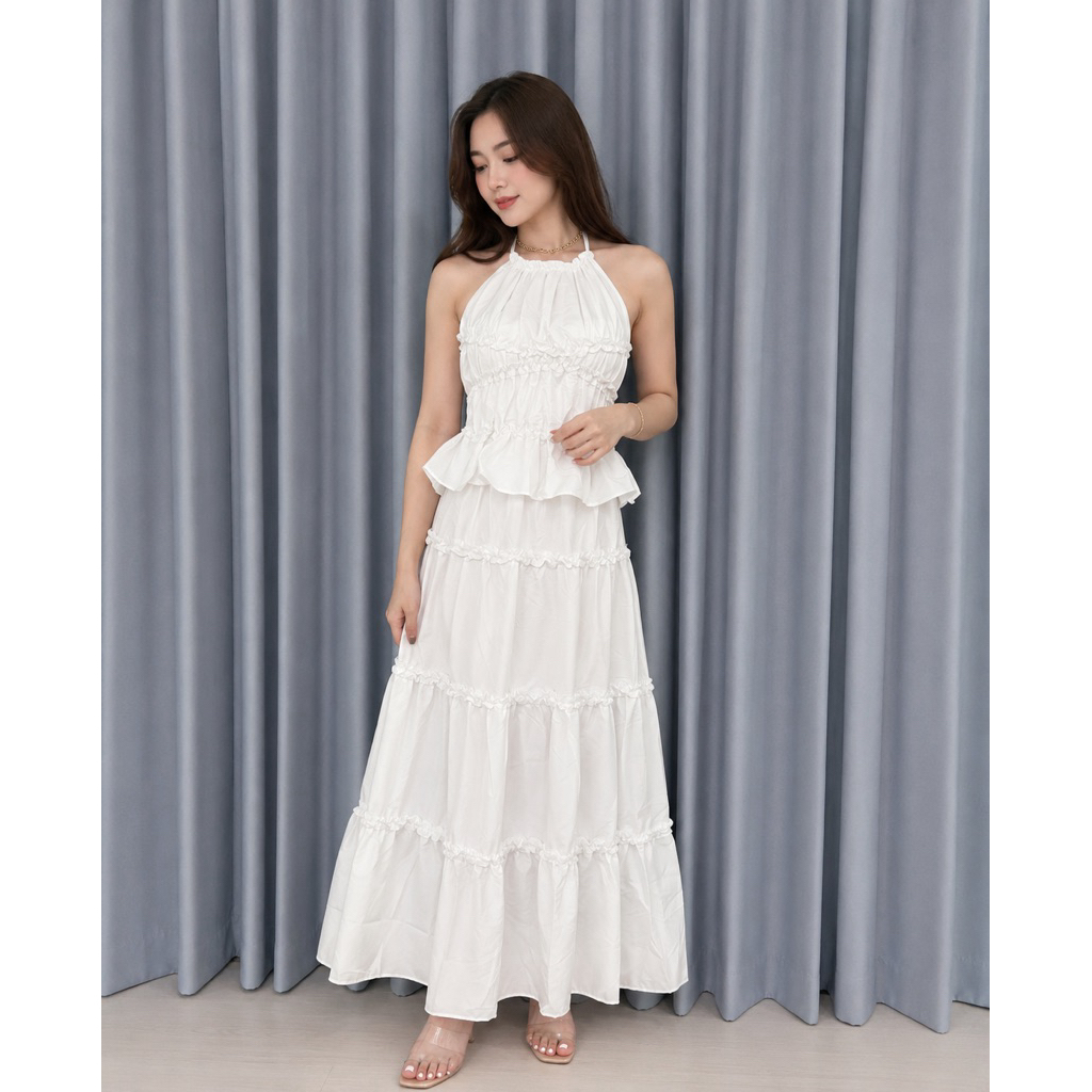 BN979 NEW TAG (Freesize) SUMMER LAYER LONG HALTERNECK BEACH SET
