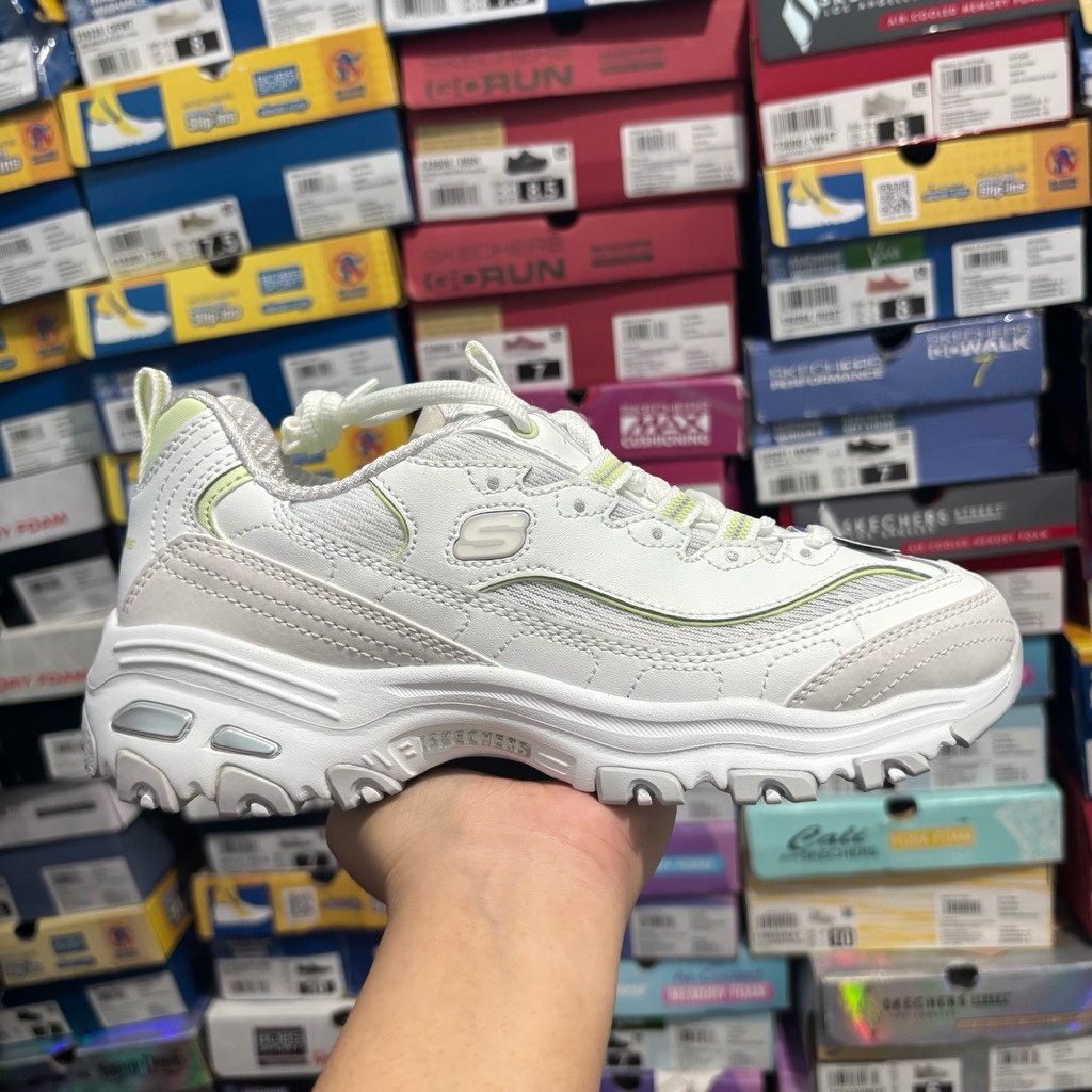 (size 36) SEPATU SKECHERS D’LITES VINTAGE COOL WHITE LIME