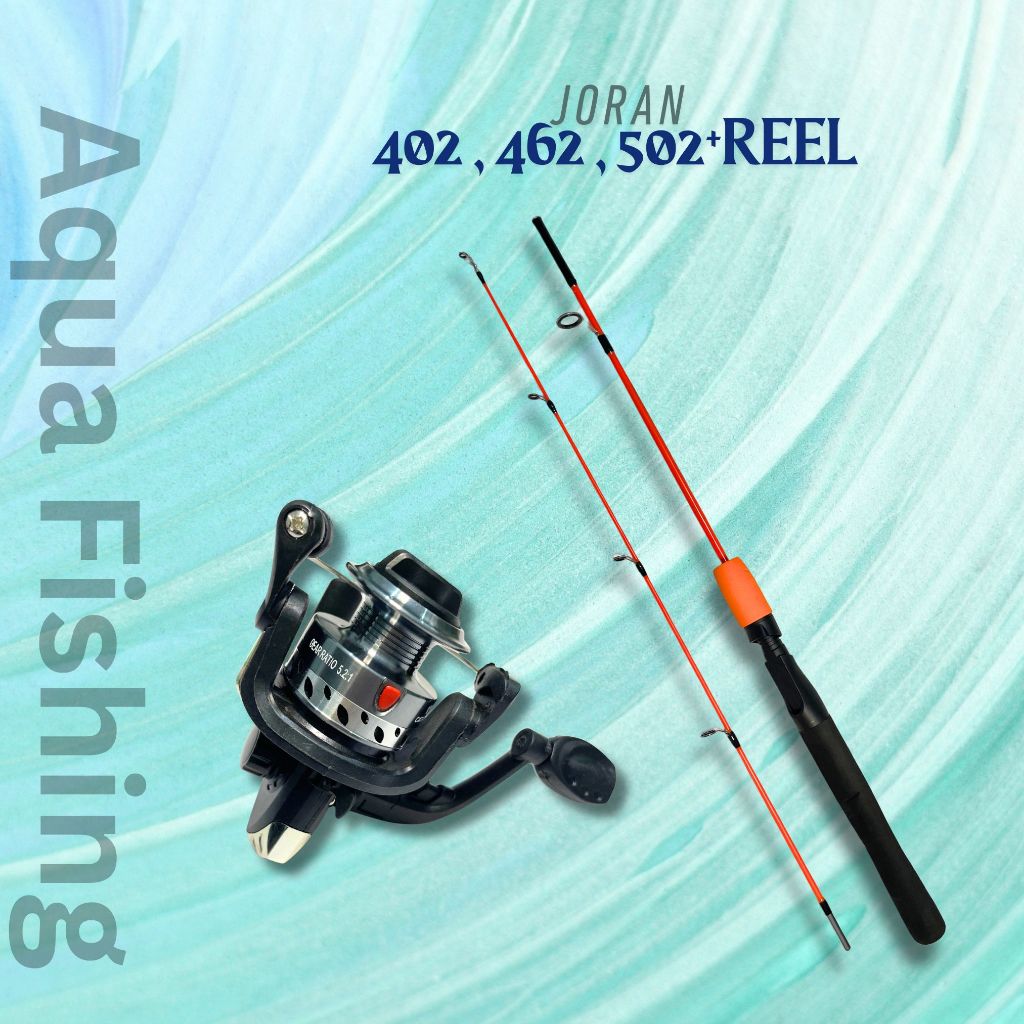 AQUAFISHING Joran Set Pancing Sambung 2 Lentur Udang Bamboo dengan Reel Gratis Senar