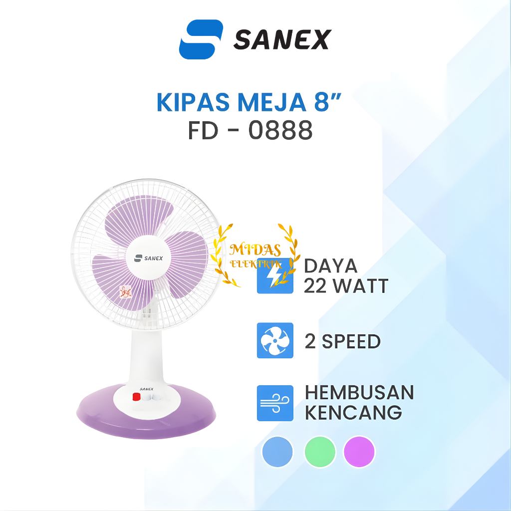 Sanex Desk Fan Kipas Angin Meja FD-0888 FD0888 8 Inch