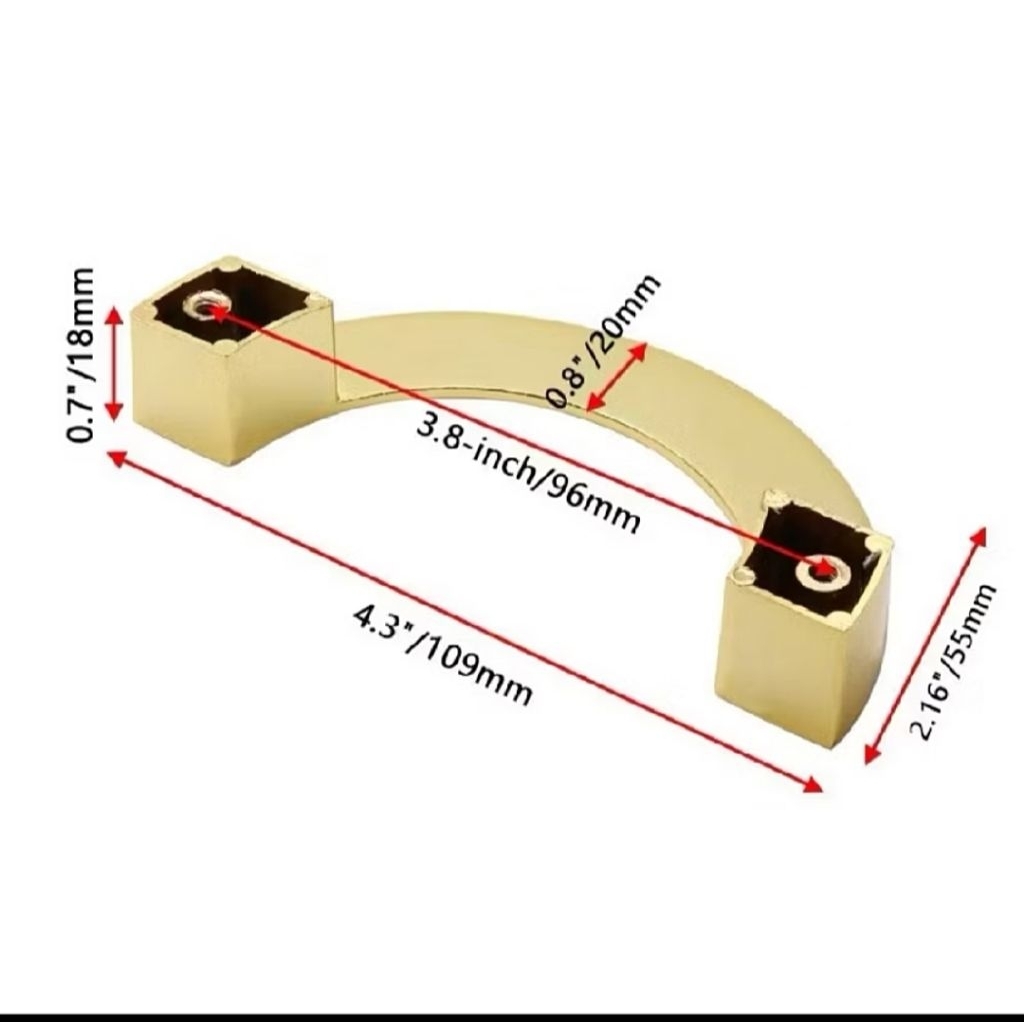 tarikan laci gold handle kabinet gold setengah lingkar handle laci panjang 96MM 1pcs plus skrup