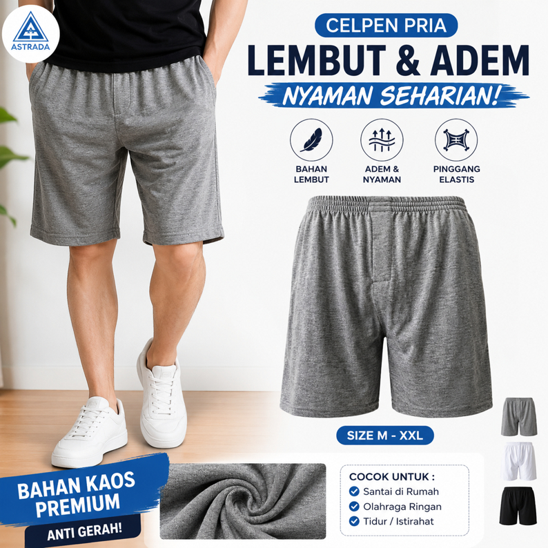 CELANA PENDEK PRIA BAHAN KAOS MELAR PREMIUM QUALITY