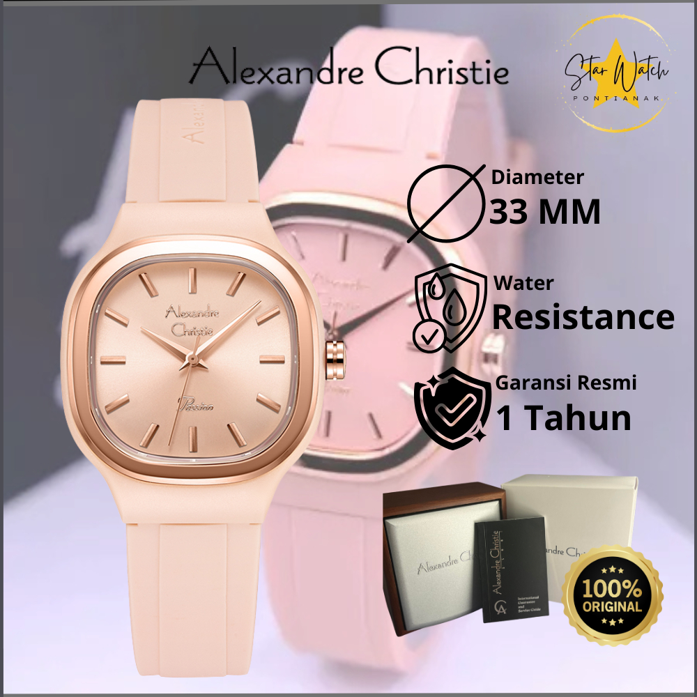 JAM TANGAN ALEXANDRE CHRISTIE 2B77 RUBBER PASSION 33MM LADIES