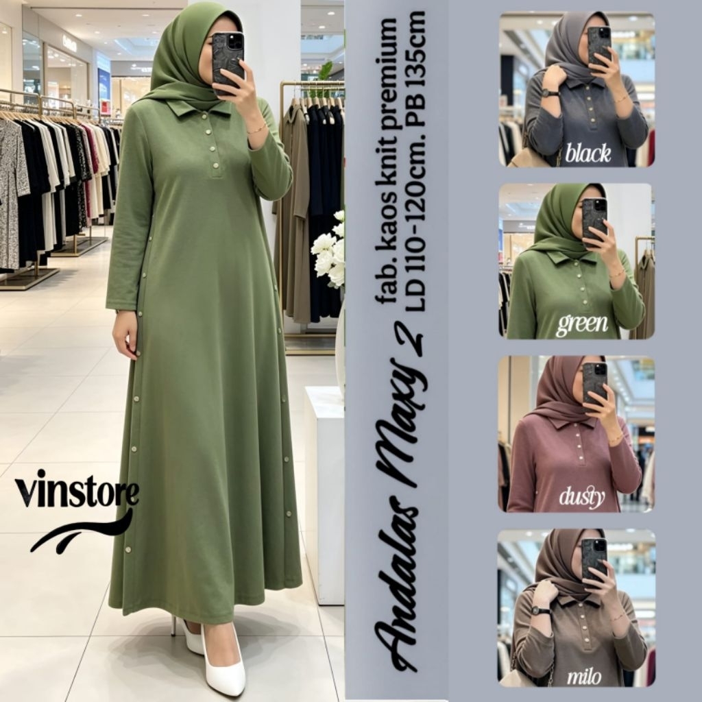 NARA/ ANDALAS #2/ HADJU MAXY BY VINSTORE ORIGINAL BEST SELLER BAJU DRESS GAMIS WANITA MODEL TERBARU