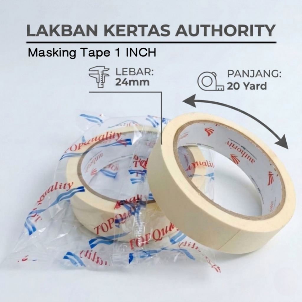 LAKBAN KERTAS 24mm x 20 Yard AUTHORITY - MASKING TAPE 1 INCH