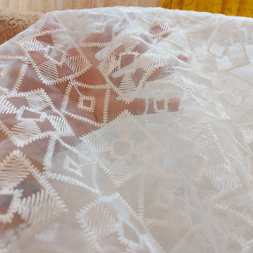 kain organza bordir  - kain bordir luxury  - kain bordir meteran ( BW ) G
