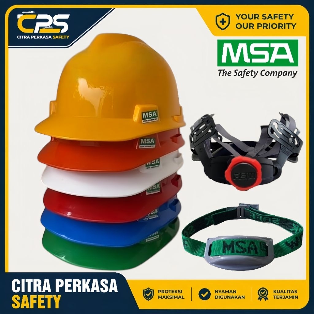 HELM SAFETY PROYEK MERK MSA FASTRACK PLUS TALI DAGU / HELM SAFETY PROYEK LAPANGAN / HELM SAFETY