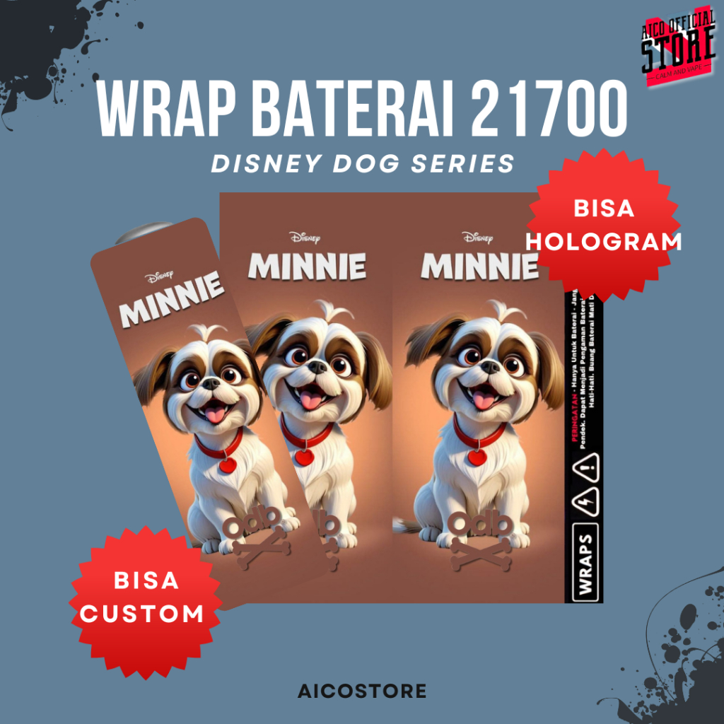 WRAP SERIES Stiker Wrap Baterai 21700 Motif Disney Dog Series Premium Vinyl Anti Air | Skin Pelindun