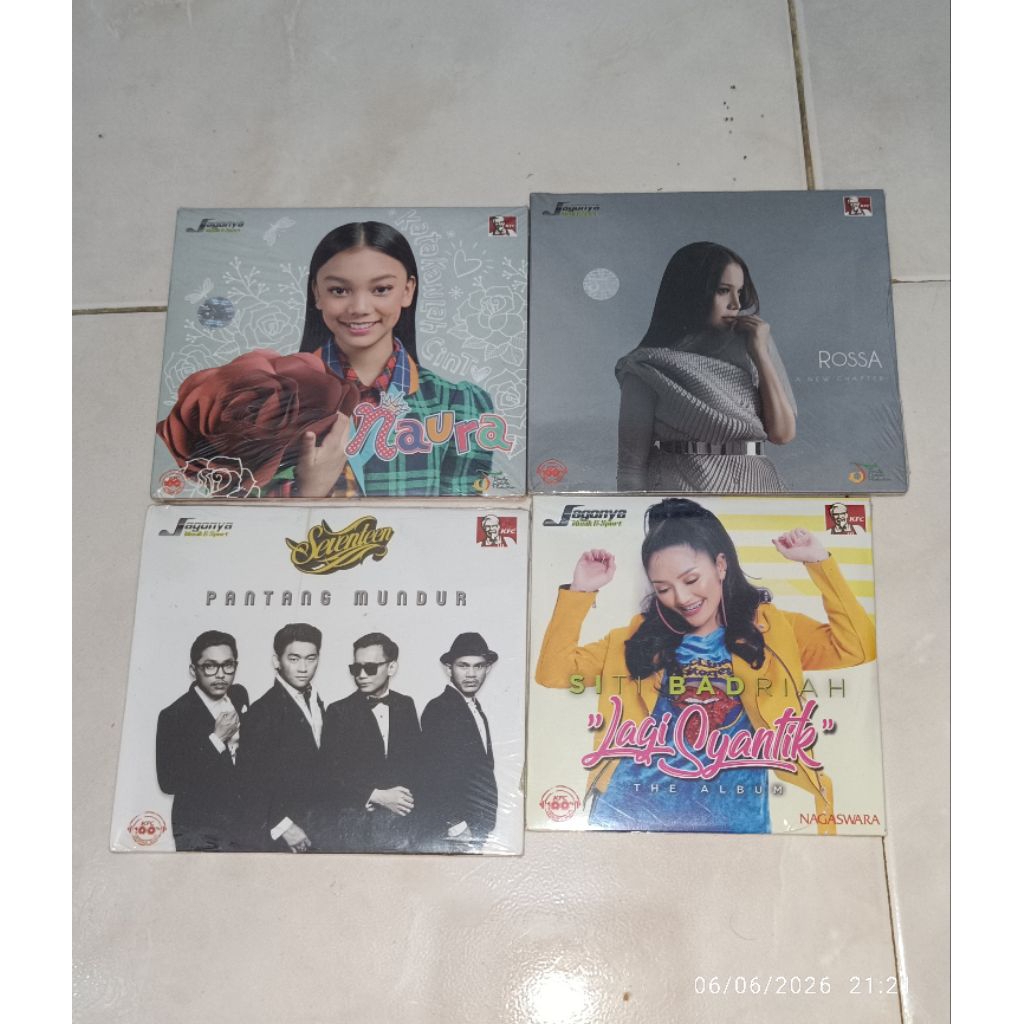 cd segel NAURA-Katakanlah Cinta / ROSSA-A New Chapter / SEVENTEEN-Pantang Mundur / SITI BADRIAH-Lagi