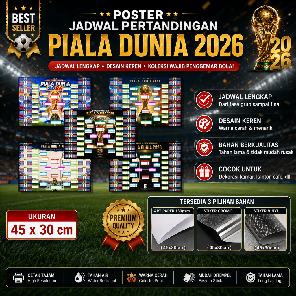 POSTER JADWAL PERTANDINGAN PIALA DUNIA 2026, POSTER JADWAL FIFA WORLD CUP 2026