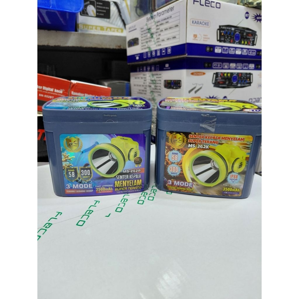 senter Kepala Selam diving waterproof mitsuyama ms-262P/K cahaya putih kuning 300watt