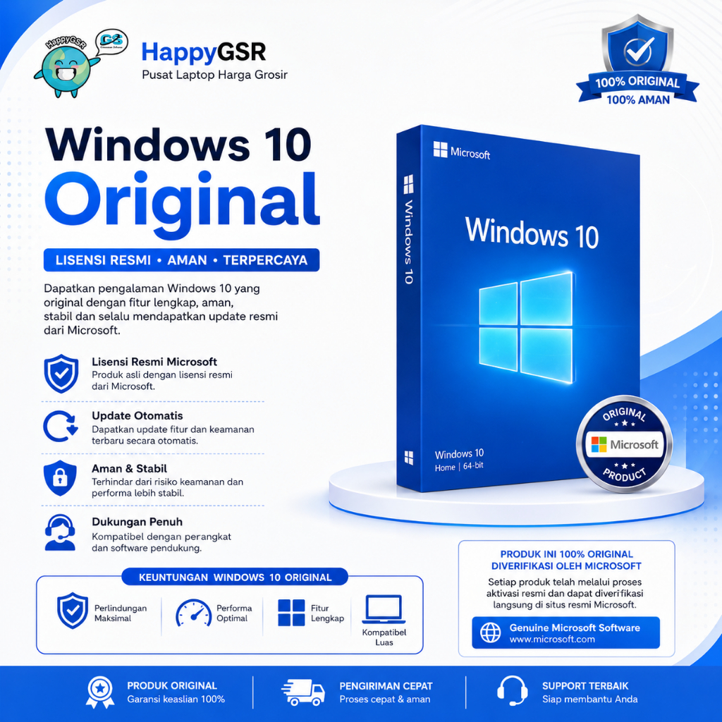 Lisensi Windows 10 Ori/LaptopHappyGSR