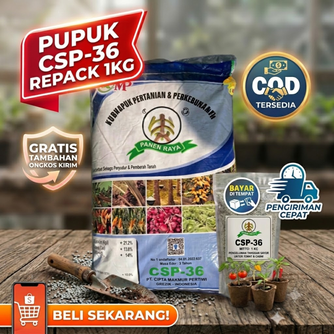 Pupuk CSP-36 Pertanian & Perkebunan (Repack 1 KG) - Nutrisi Tanaman & Pembenah Tanah Terbaik