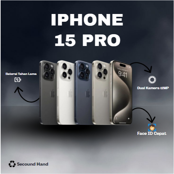 IPHONE 15 PRO WIFI ONLY 128GB/256GB SECOND FULLSET