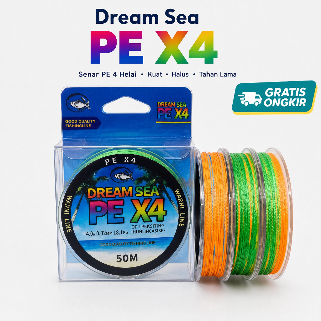 50M Tali Pancing PE X4 Tahan Abrasi Senar Pancing Sensor Bright NEO Super Kuat Tarik Senar Pancing S