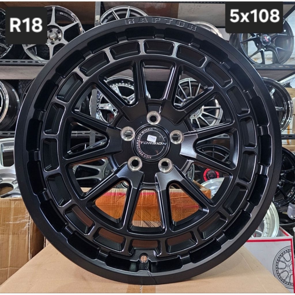 Velg Torsion Raptor R18 PCD5x108 Satin Black. Lebar 9 ET 35
