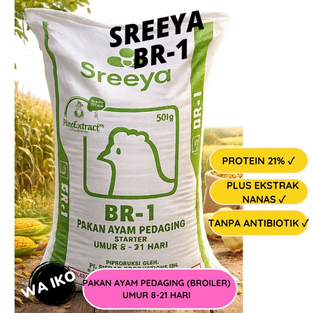 SREEYA BR1 PUR PAKAN MAKANAN AYAM PEDAGING BROILER