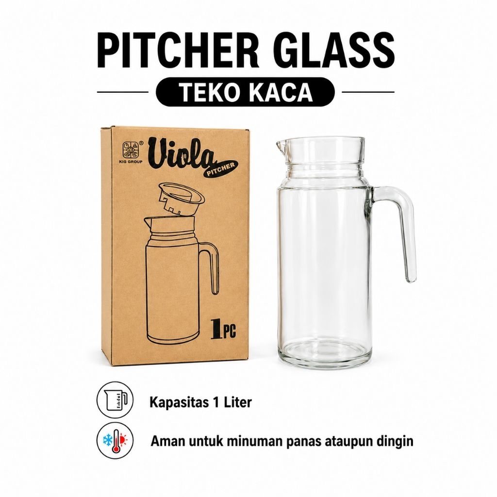 TEKO KACA 1 Liter VIOLA PITCHER GLASS BY KIG GROUP