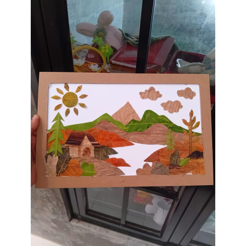 Kolase daun pemandangan alama kolase daun