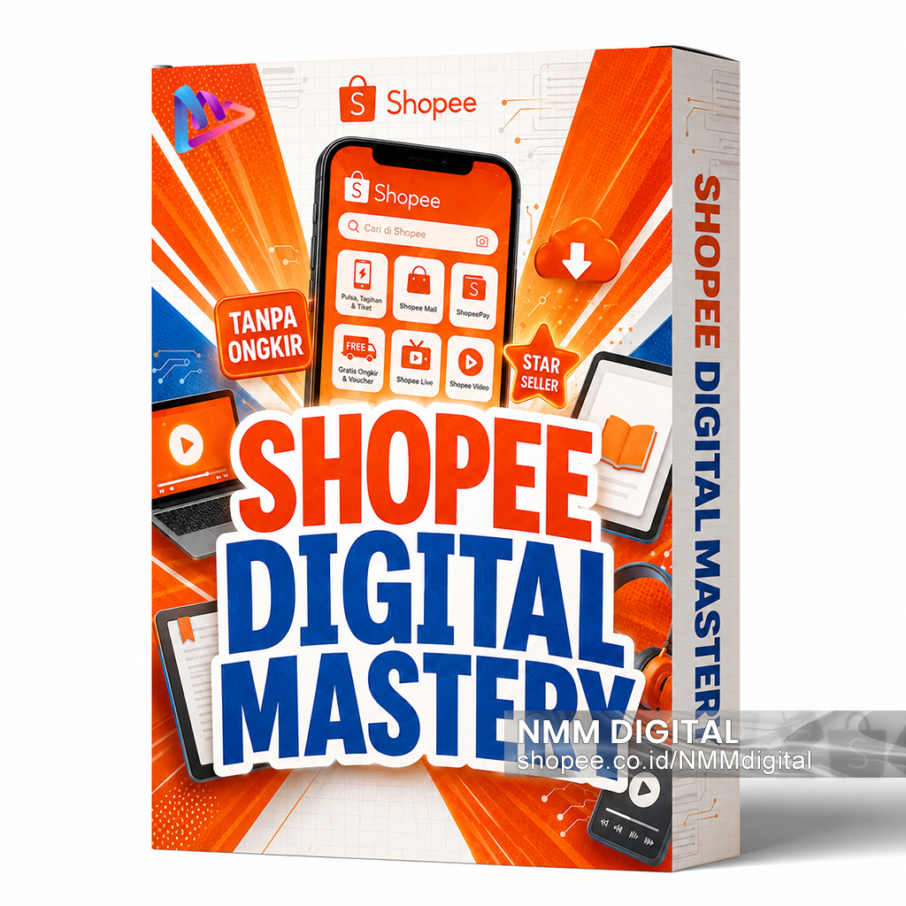 Ecourse Shopee Digital Mastery Jual Produk Digital Tanpa Ongkir + Supplier,Ternak Akun & Star Seller