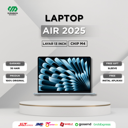 Laptop Air M4 2025 13-inch | Chip Apple M4 | Ram 16GB Ssd 256 GB | New & Second Original