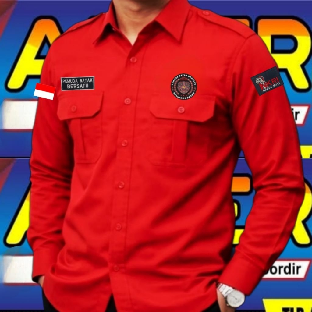 ready stok Kemeja pemuda Batak bersatu tanpa bordir belakang baju pemuda Batak bersatu seragam pemud
