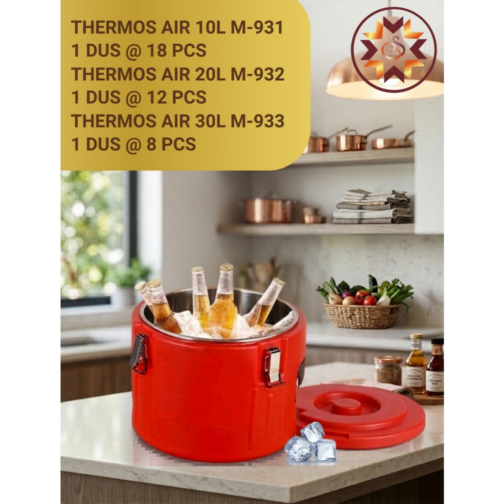 Ice Bucket Three Walled Kapasitas Besar/ Tong Merah Tahan Dingin Dan Panas/ Termos Air Stainless Ste