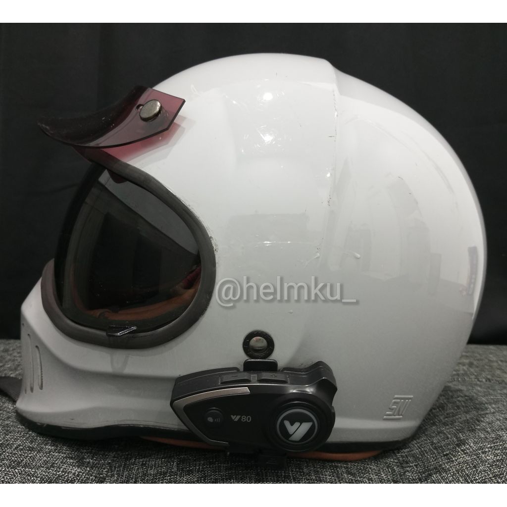 Helm Full Face INK Trooper Retro Classic dan Headset Bluetooth Y80