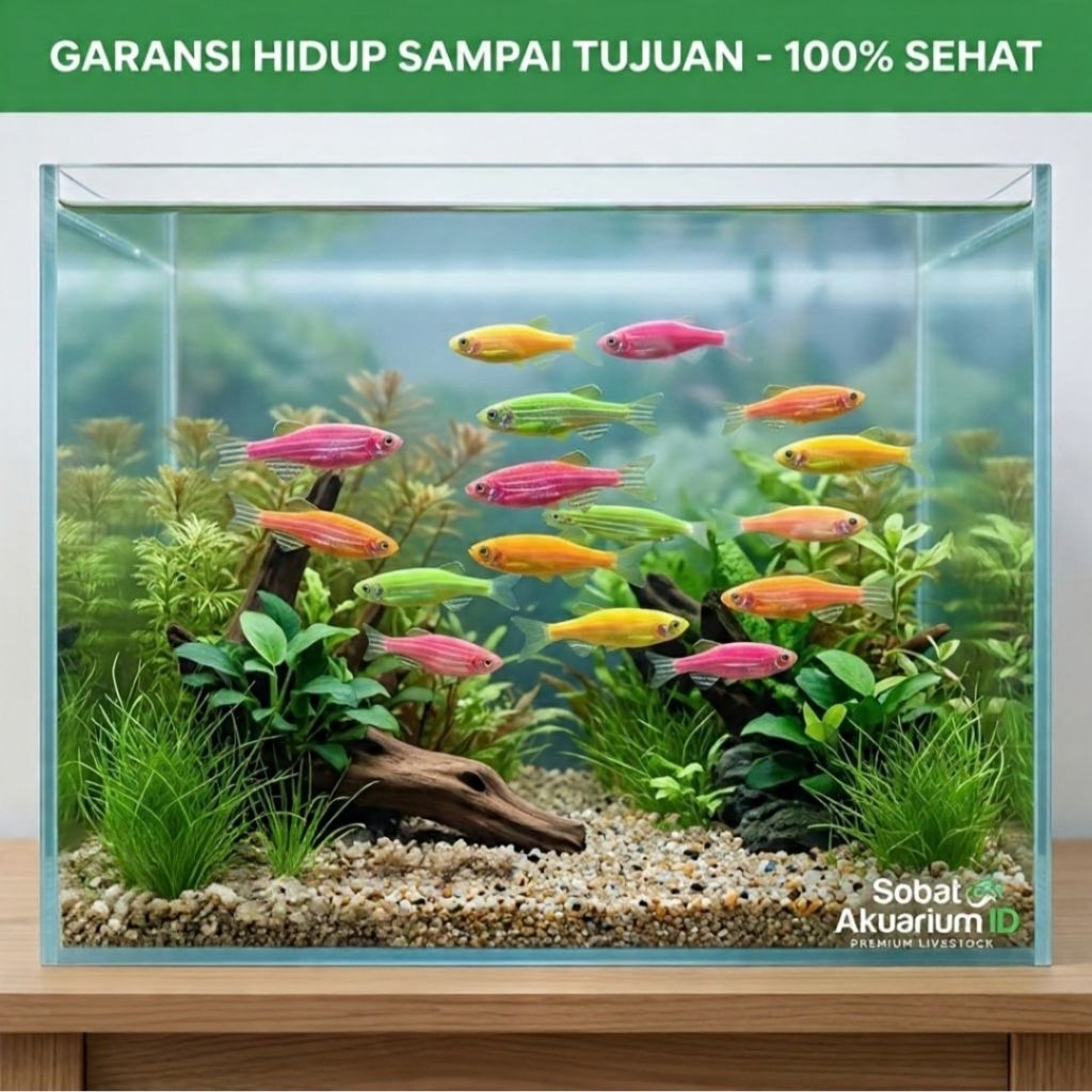 Ikan Glofish Danio Zebra Hias Warna Warni Aquascape Garansi Hidup