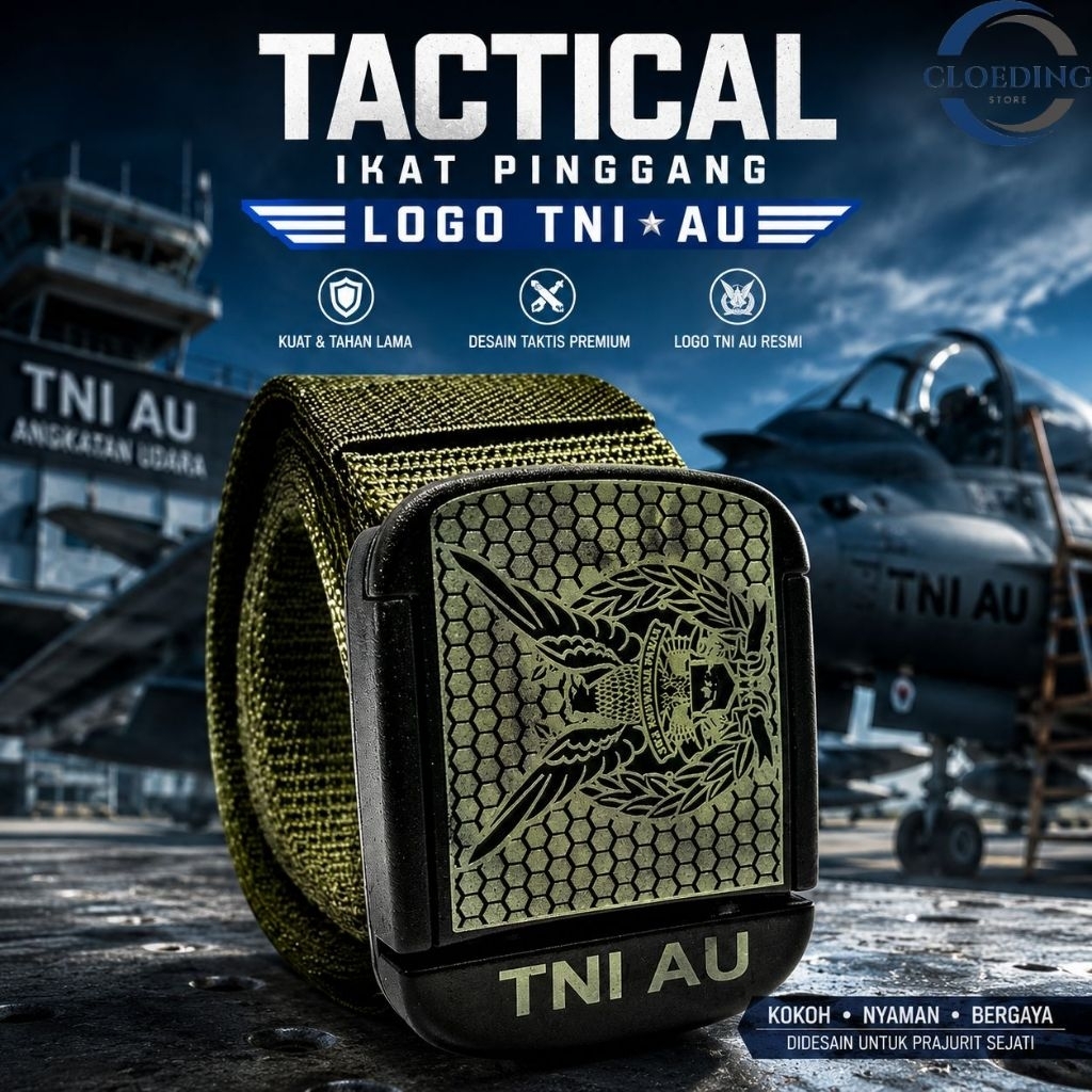 Ikat Pinggang Tactical Logo TNI AU - Gesper Ikat Pinggang Tactical Logo TNI AU Laser - Ikat Pinggang