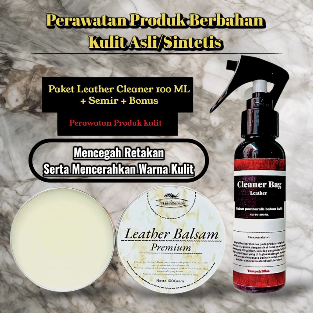 Paket Pembersih Tas Kulit AsliSemir Tas Kulit Netral//Leather Balsam Semir Tas Kulit Asli