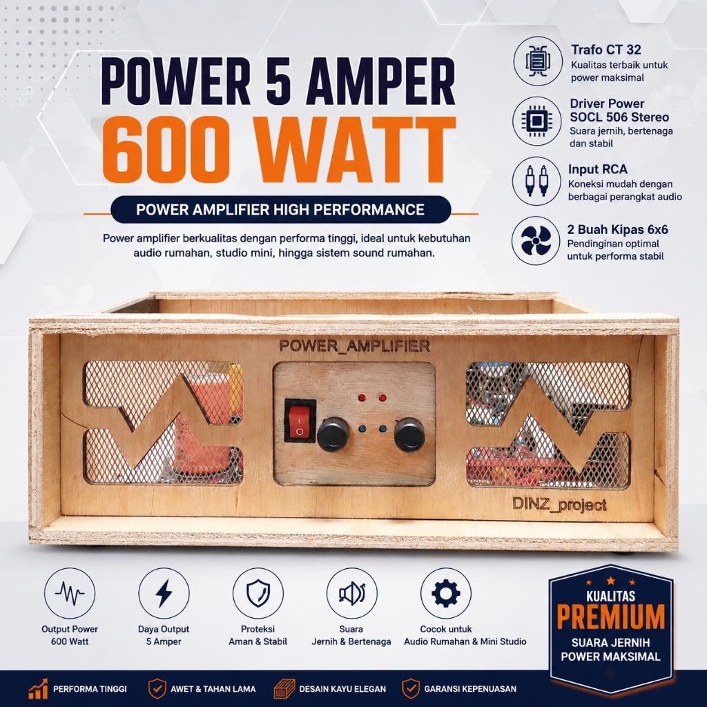 power 5 Amper 600watt stereo socl 506