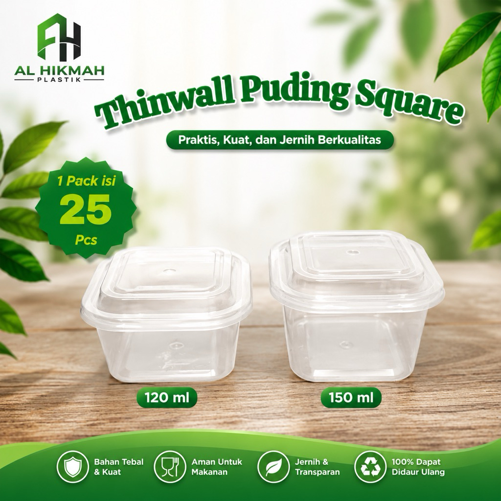 Thinwall Square Cup Jelly Cup Sambal Uk. 120ml  150ml