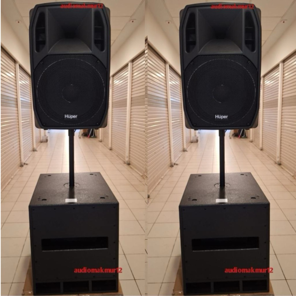 Paket Sound System Huper Ak15A Komplit Subwoofer Aktif Huper SRP118SE 18 Inch Original