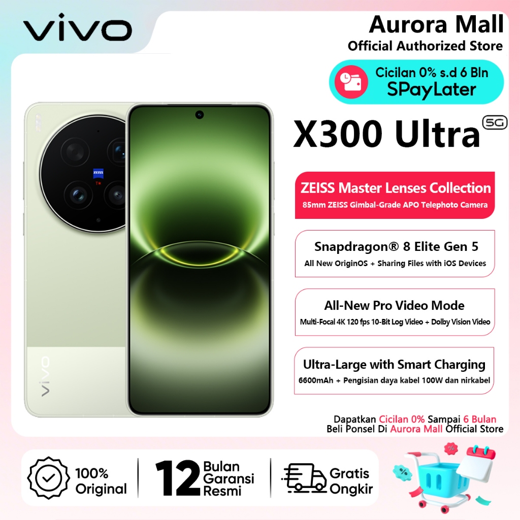 Vivo X300 Ultra 5G 16/512GB RAM 16GB+16GB Extended NFC Official Store HP Android Terbaru Handphone