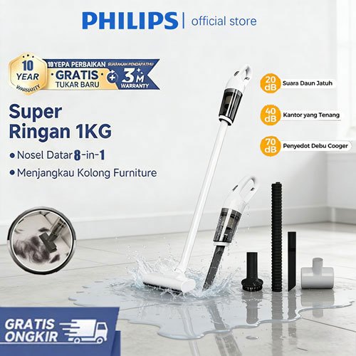 PHILIPS Vakum Cleaner Wet And Dry Vacuum Pel Lantai Pembersih Kasur Sofa Kuat 998000Pa Tanpa Kabel