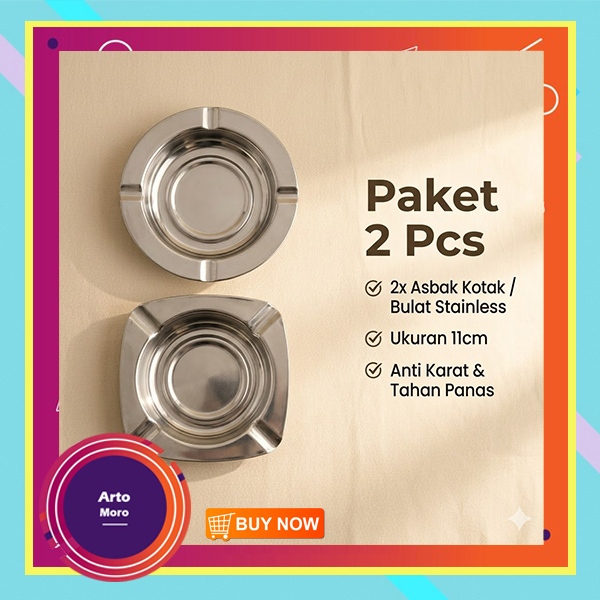 2 Pcs Asbak Rokok Stainless Tahan Lama