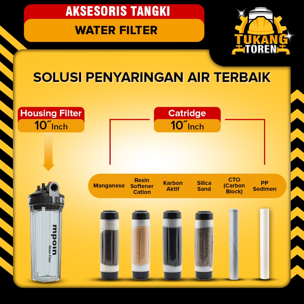 MPOIN Filter Air Water Filter Tandon Toren Air FILTER AIR 1 PAKET 10 INCH -  Sumur Jernih Minum