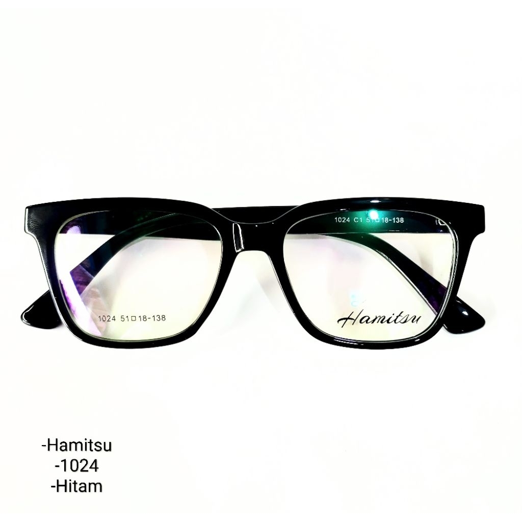 Paket Frame Kacamata Minus Kotak Hamitsu 1024 Lensa Photocromic Atau Antiradiasi Vintage Unisex