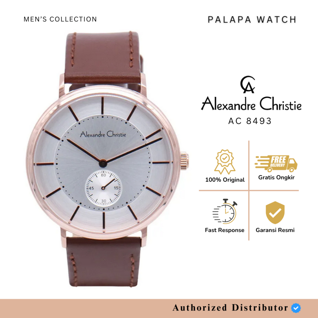 Jam Tangan Pria Alexandre Christie AC 8493 / ac8493 / 8493 Leather Original