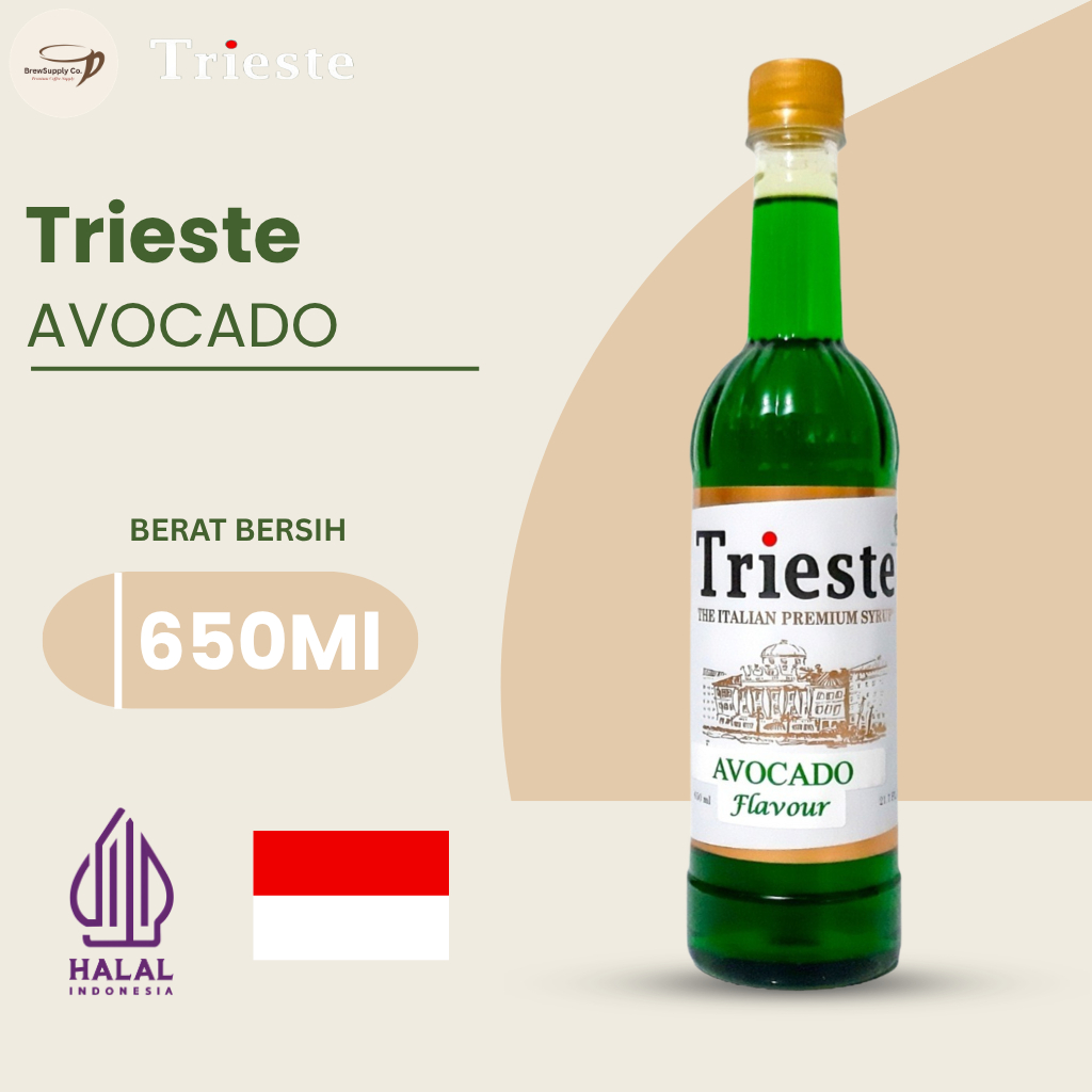 Trieste Syrup Avocado - Sirup Rasa Alpukat 650ml - Syrup Premium untuk Milkshake, Smoothies, Es Alpu