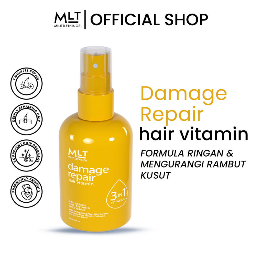 MLT Damage Repair Hair Vitamin Rambut Natural 100 ML | Milittle Things Vitamin Rambut Camellia, Arga