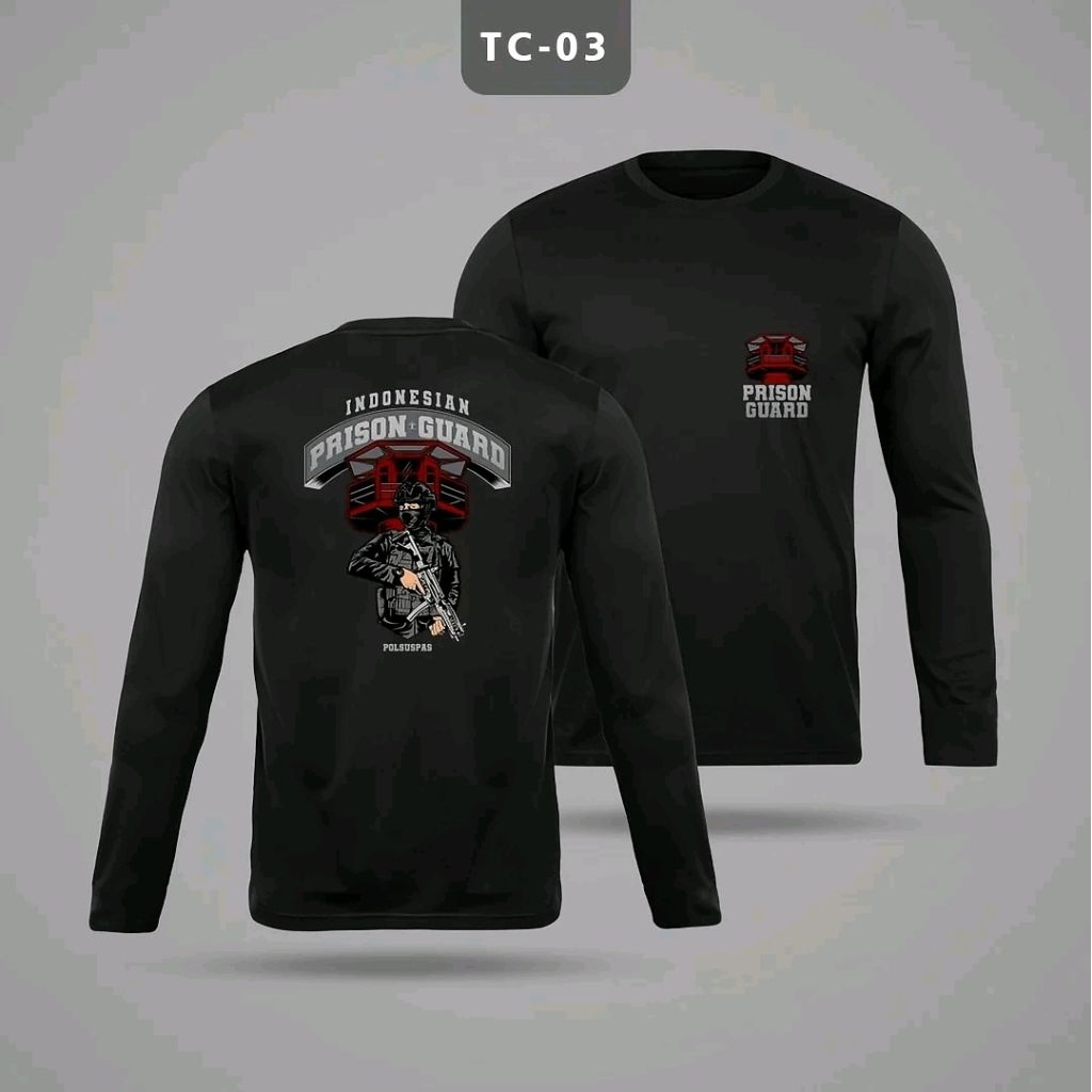 KAOS LENGAN PANJANG INDONESIAN PRISON GUARD POLSUSPAS MOTIF ORANG ABU PUTIH