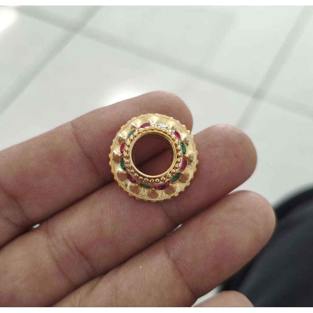 Mendak keris model jogja tembaga lapis emas batu warna warni