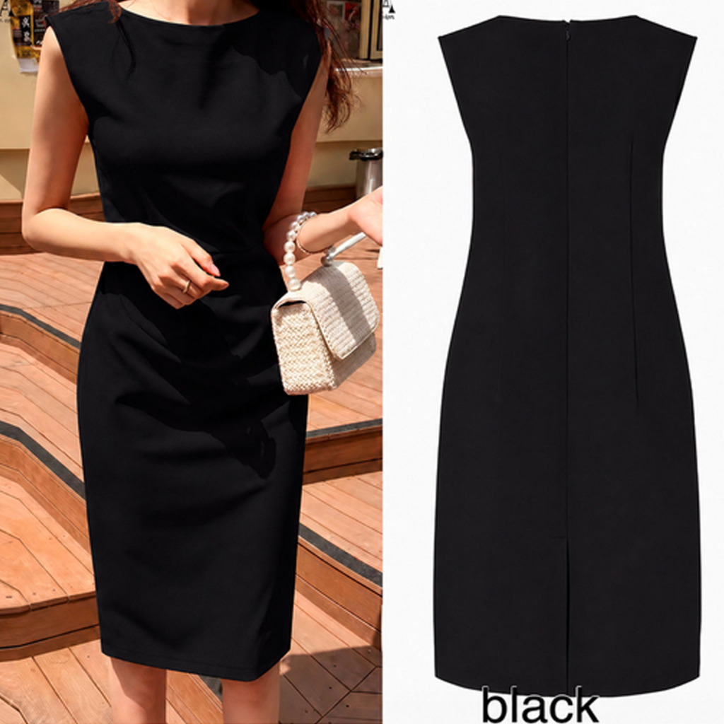 Sleeveless midi dress / Dress formal kerja wanita / baju kantor